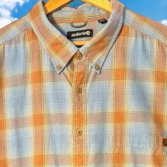 Solaris Mens 4XT Short Sleeve Plaid Button Down Casual Flannel Shirt - Picture 2 of 7